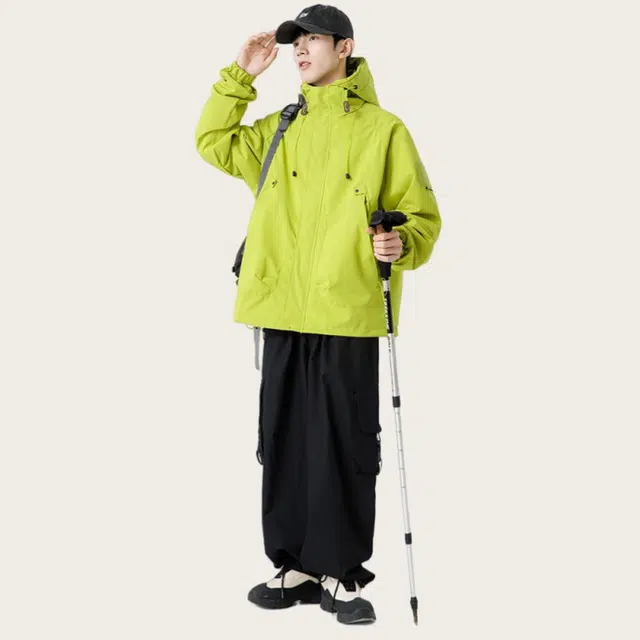 木木兔上装 潮流时尚秋季男外套 情侣装 大码冲锋衣 学生宽松 户外防风 日常通勤百搭 工装舒适连帽 青少年