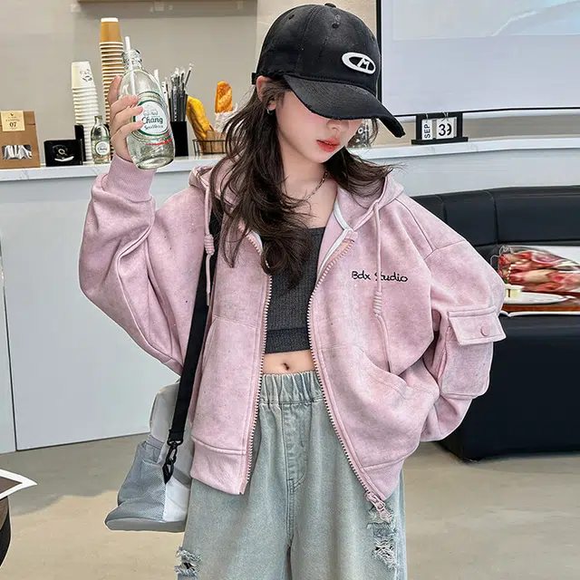 木木兔卫衣 潮流青春时尚 女童外套   秋季宽松舒适柔软 连帽休闲百搭 女孩学院风  中大童