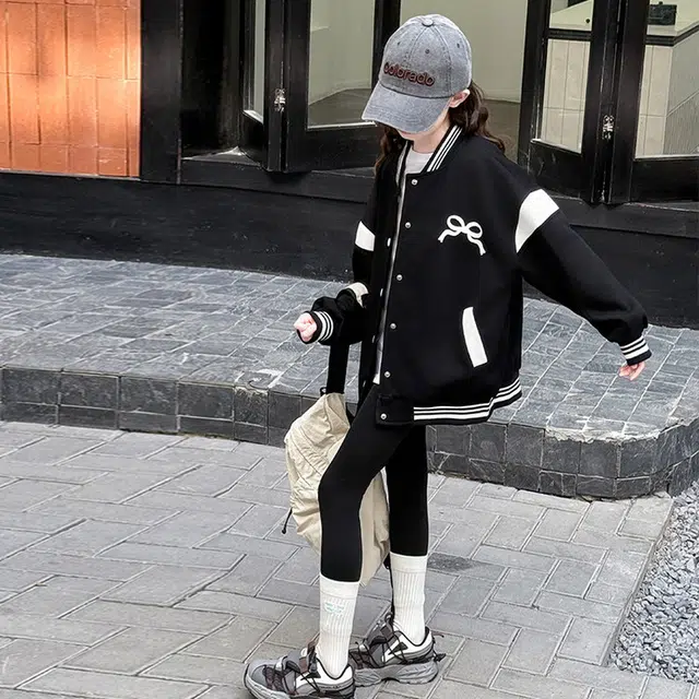 木木兔 棒球服 青春时尚潮流女大童外套学院风 甜美宽松舒适秋季简约百搭休闲运动洋气 青少年