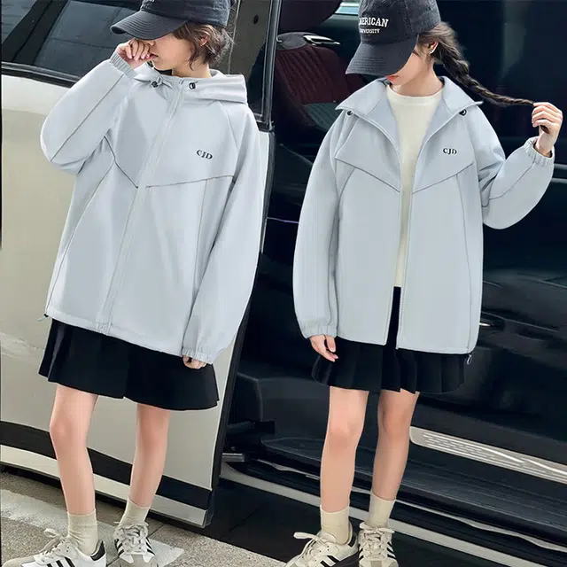 木木兔夹克 潮流时尚女童秋季外套 学生百搭休闲 户外防水防风  美式宽松连帽 中大童 时髦洋气 青少年