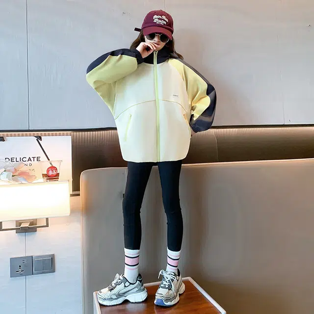 木木兔夹克 潮流时尚女童秋冬季外套 学生 户外防风 百搭休闲 宽松连帽 女孩中大童初中生 时髦洋气 青少年