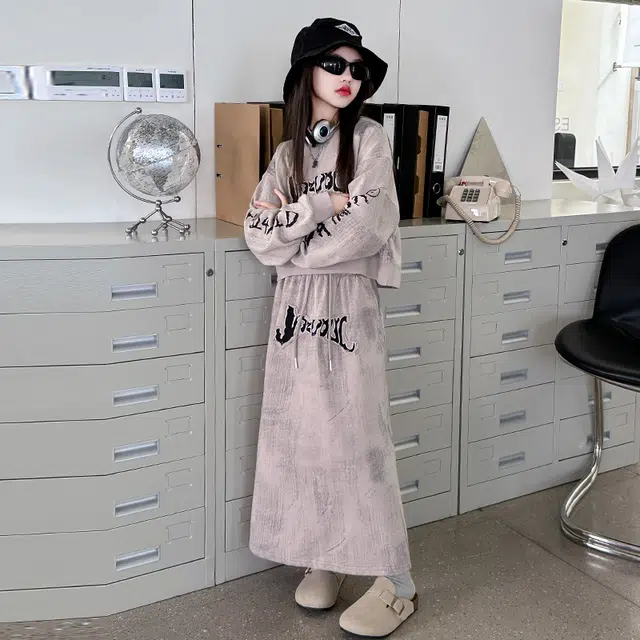 儿童款 木木兔裙装套装 时髦洋气秋季女童裙子 中大童学院风休闲两件套 柔软百搭潮流青春时尚