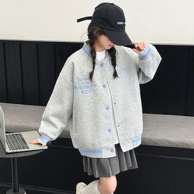 木木兔 棒球服 青春时尚 秋季女童外套 学院风 宽松舒适 学生 百搭休闲运动  潮流洋气 青少年