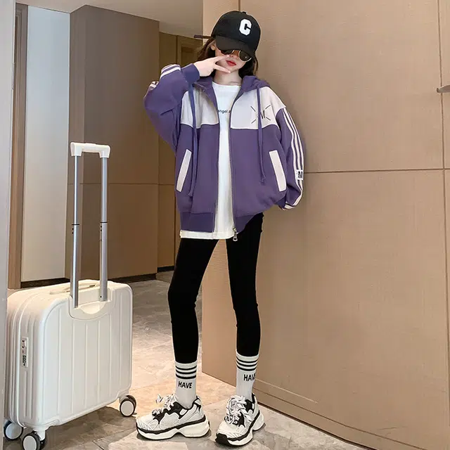 木木兔卫衣 潮流青春时尚 女童外套   宽松舒适柔软 连帽休闲百搭 女孩学院风  中大童个性