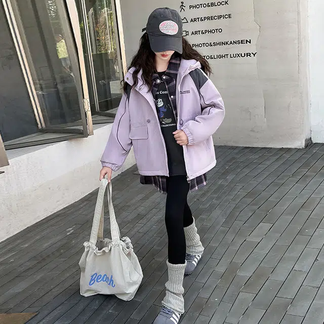 木木兔夹克 潮流时尚女童秋季外套 学生百搭休闲 美式宽松连帽 防水户外收腰 中大童女孩 时髦洋气 青少年