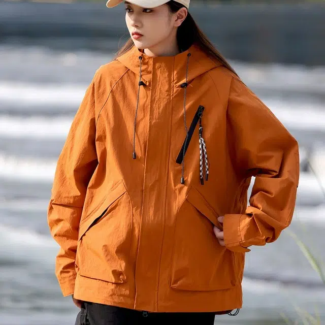 木木兔上装 潮流时尚秋季男外套 情侣装 大码冲锋衣 学生宽松 户外防风防水 日常通勤百搭 国潮高街潮牌夹克连帽 青少年