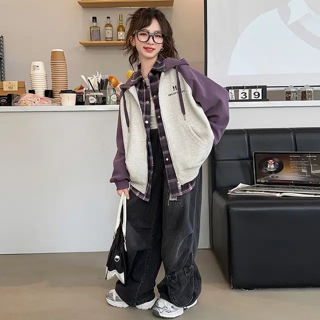 木木兔卫衣 潮流青春时尚 女童外套   宽松舒适柔软 连帽休闲简约百搭 女孩学院风  中大童