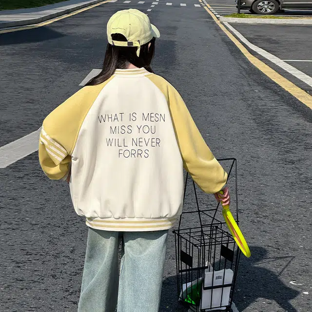 木木兔 棒球服  青春潮流时尚女童外套学院风洋气 宽松舒适秋季 简约百搭休闲运动字母  青少年