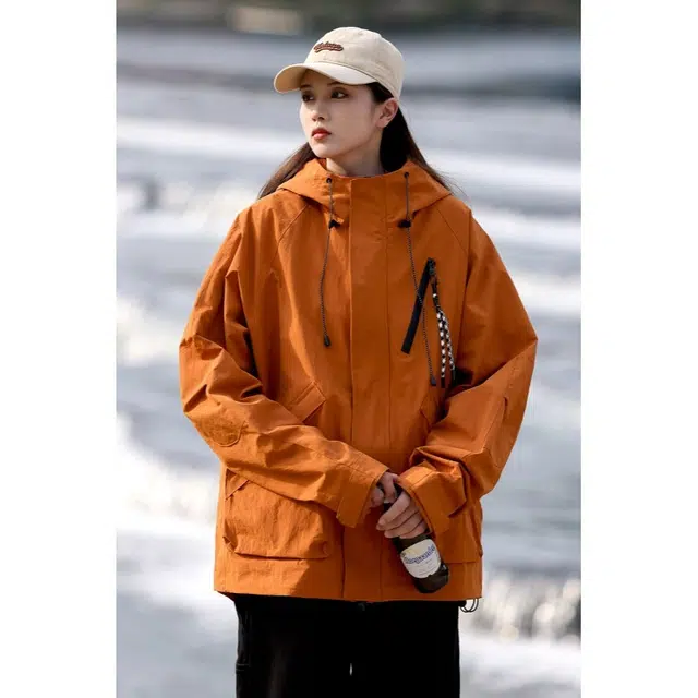 木木兔上装 潮流时尚秋季男外套 情侣装 大码冲锋衣 学生宽松 户外防风防水 日常通勤百搭 国潮高街潮牌夹克连帽 青少年