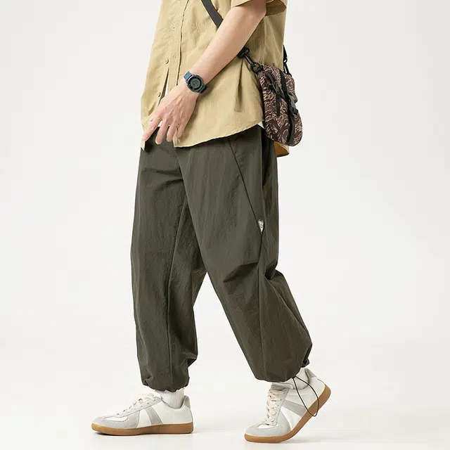 【dme】 日系潮牌纯色抽绳工装街头宽松哈伦百搭阔腿长裤休闲裤 男女同款