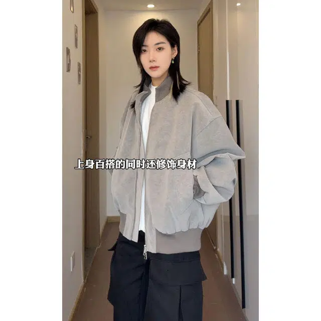 【dme】 潮牌复古美式立领飞行员长袖时尚做旧皮衣宽松休闲中性风痞帅扎染上衣百搭夹克外套 男女同款