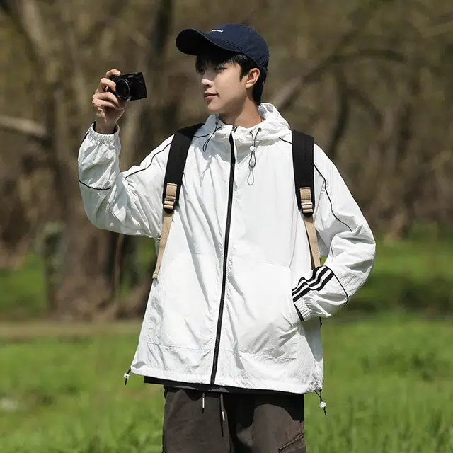 【dme】 夏季轻薄透气防紫外线连帽潮流防晒服 男女同款