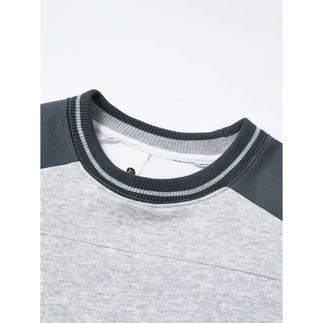 【dme】 美式复古拼接撞色上衣服秋季潮牌百搭宽松休闲套头圆领卫衣 男女同款