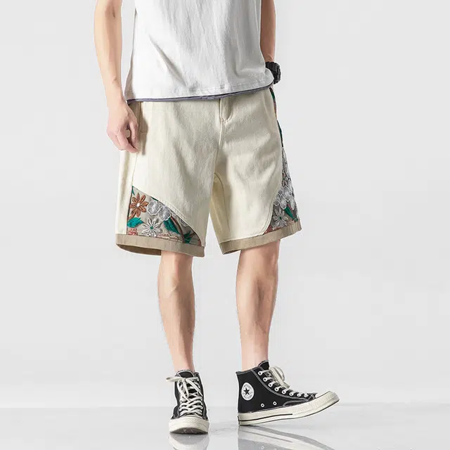 【dme】 拼接宽松百搭运动舒适高级五分休闲短裤 男女同款 拼色