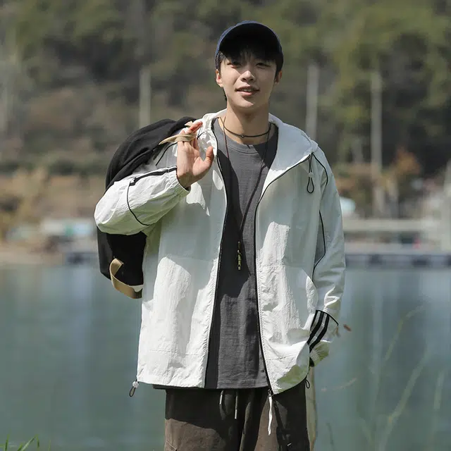 【dme】 夏季轻薄透气防紫外线连帽潮流防晒服 男女同款