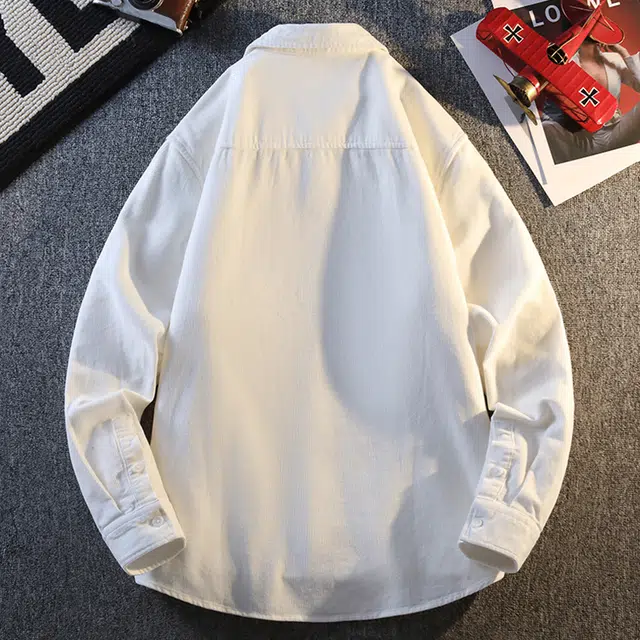 【dme】 日系经典百搭纯色长袖上衣入秋宽松翻领纯棉外套清爽男生吸睛外搭衬衫 男女同款