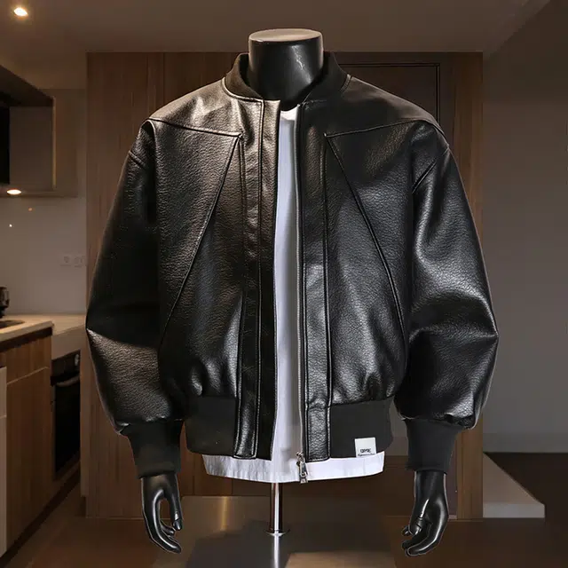 【dme】 复古美式设计款潮牌宽松棒球领皮夹克男秋款休闲高级感百搭中性痞帅时尚皮衣外套 男女同款