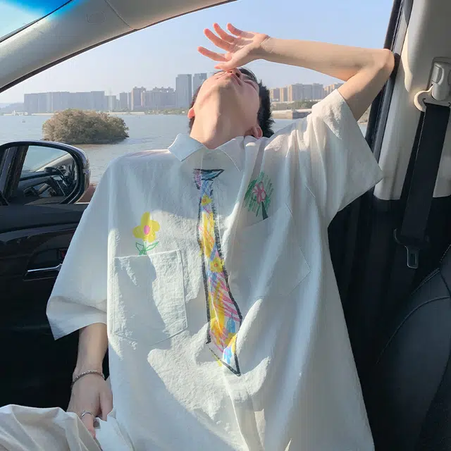 【dme】 美式趣味设计感小众时尚短袖衬衫 男女同款