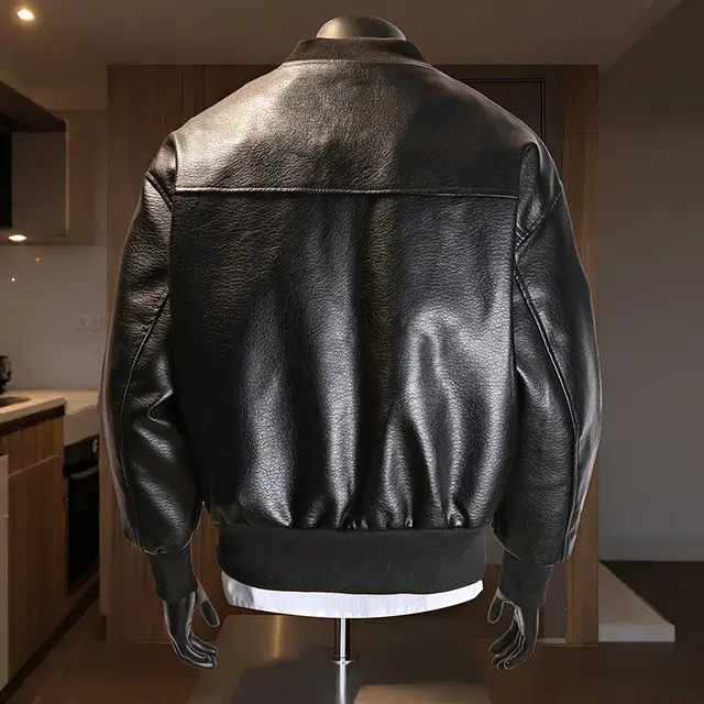 【dme】 复古美式设计款潮牌宽松棒球领皮夹克男秋款休闲高级感百搭中性痞帅时尚皮衣外套 男女同款