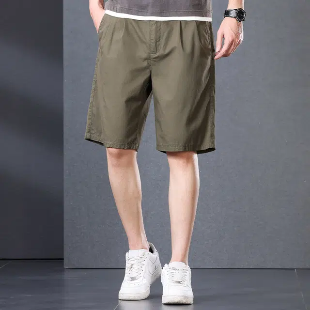 北极绒 夏季商务青年百搭纯色薄款中腰五分裤休闲短裤 男女同款