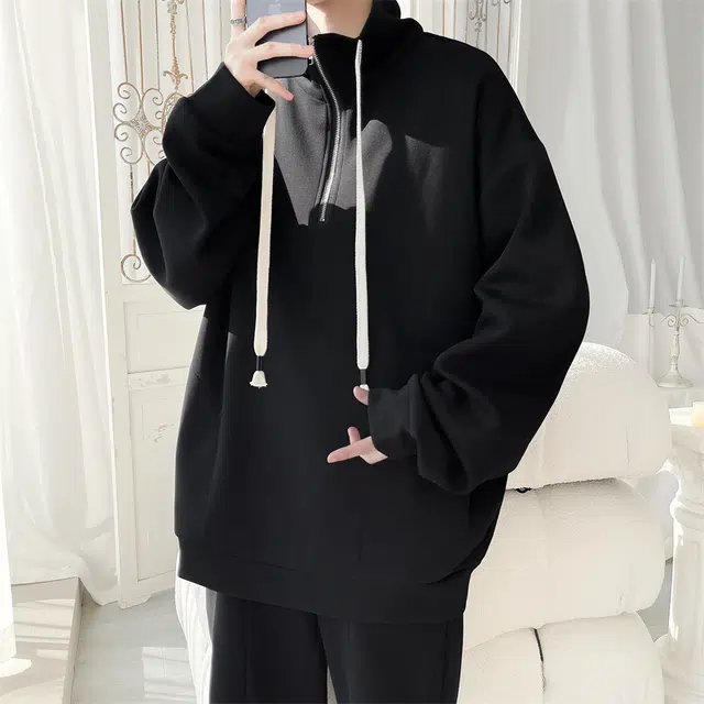【dme】 休闲运动立领纯色卫衣 男女同款