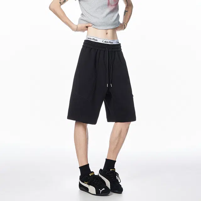 【dme】 潮牌夏季抽绳松紧运动五分卫裤宽松百搭情侣休闲短裤 男女同款