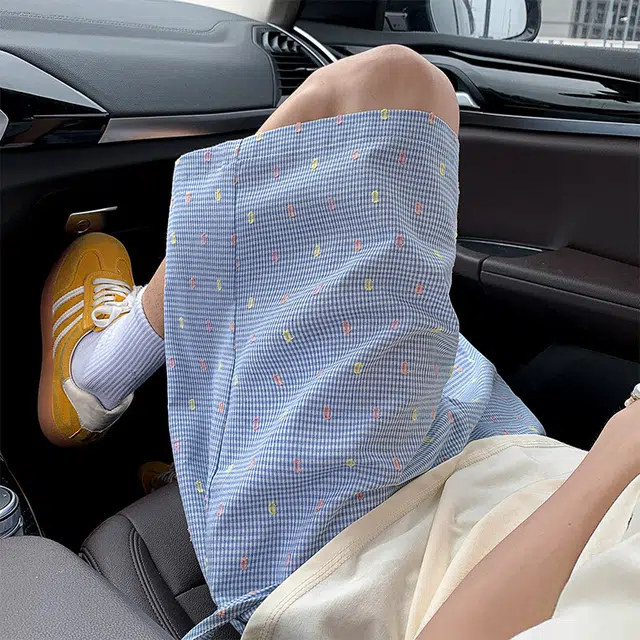 【dme】 夏季多巴胺格纹波点阔腿裤时尚百搭抽绳直筒宽松薄款冰丝速干五分休闲短裤 男女同款