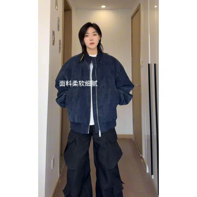 【dme】 潮牌复古美式立领飞行员长袖时尚做旧皮衣宽松休闲中性风痞帅扎染上衣百搭夹克外套 男女同款