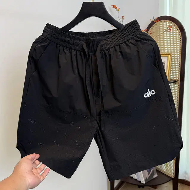 【dme】 潮流美式透气网眼宽松刺绣冰丝速干五分裤夏季薄款舒适户外运动中裤百搭松紧大码篮球休闲短裤 男女同款