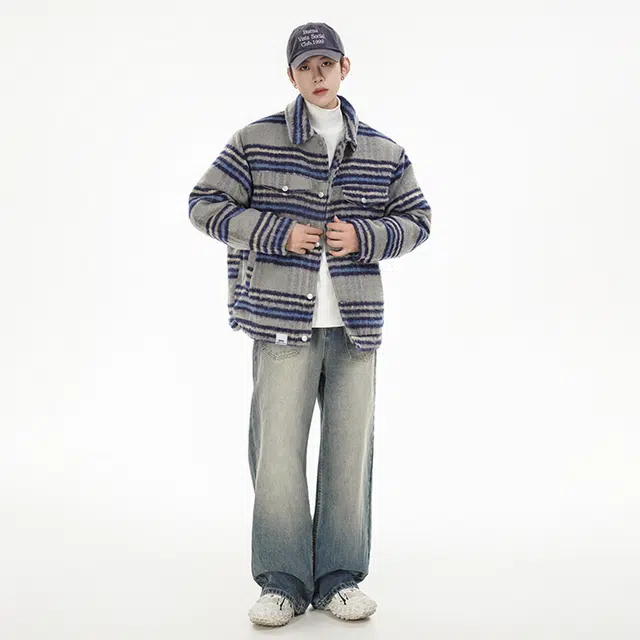 【dme】 潮牌复古高级感撞色格纹翻领户外休闲宽松美式时尚保暖棉服 男女同款