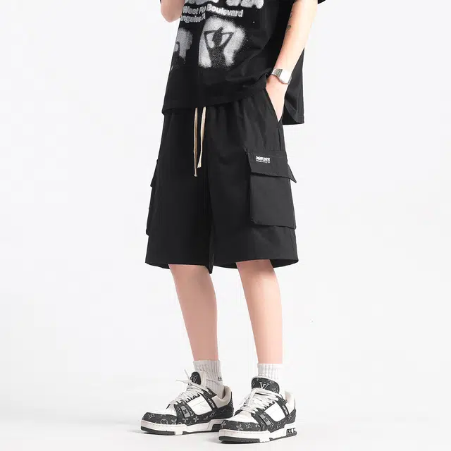 【dme】 街头复古多口袋工装潮牌宽松阔腿百搭五分休闲短裤 男女同款