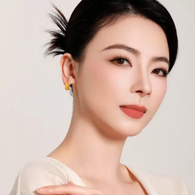 梦金园 经典满天星耳圈耳饰妈妈款 足金 按克计价 黄金耳环 女款