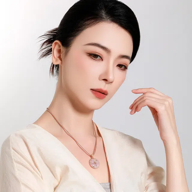 梦金园 樱花平安扣 新中式小众设计高级感国潮民族情怀 简约温柔气质百搭 平安招财#好运 编绳 玛瑙 项链 男女同款情侣款