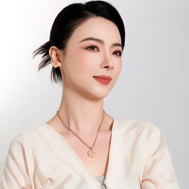 梦金园 渐变樱花平安 国潮新中式小众设计简约高级感 温柔甜美气质百搭 平安顺遂#好运 玛瑙 项链 男女同款情侣款