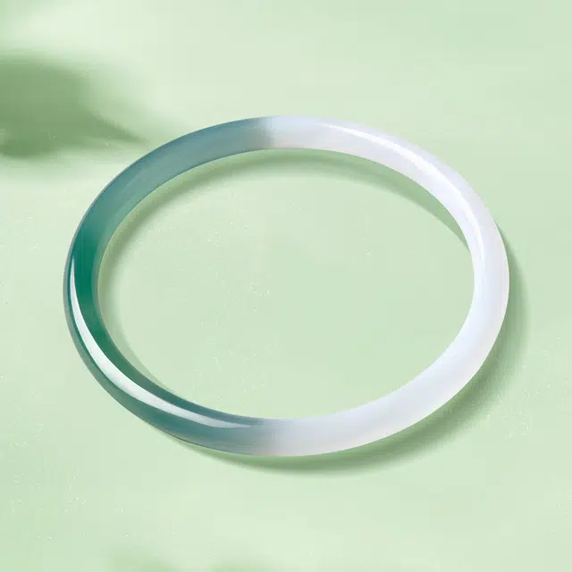 梦金园 倾玉系列 新中式国风渐变绿色细圆条叮当镯 复古优雅显白#好运 玉髓 手镯 女款