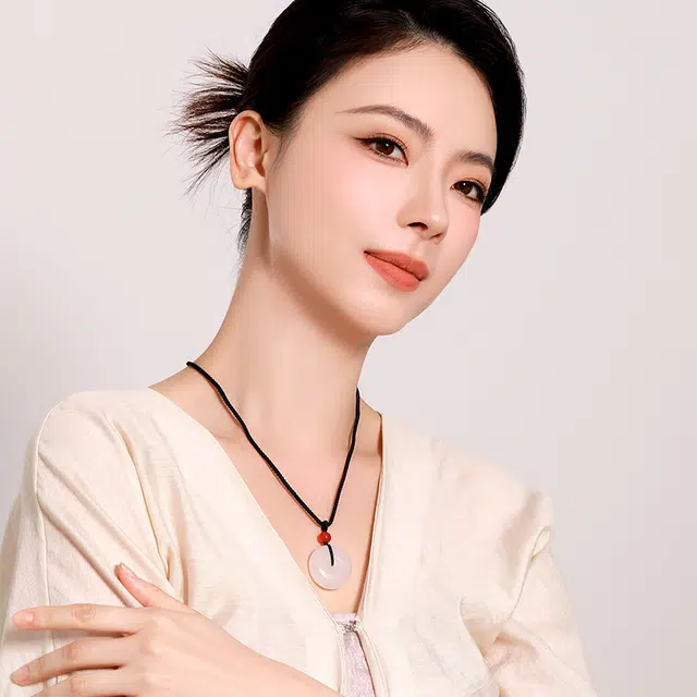 梦金园 翠玉福扣 新中式国风优雅简约平安扣 圆润质感同心圆福气满满 一扣平安 福泽绵长#好运 天山翠 项链 女款