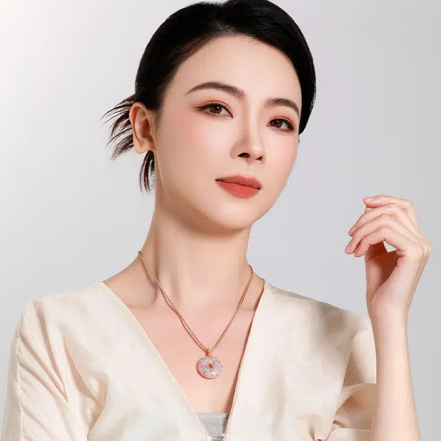 梦金园 樱花平安扣 新中式小众设计高级感国潮民族情怀 简约温柔气质百搭 平安招财#好运 编绳 玛瑙 项链 男女同款情侣款