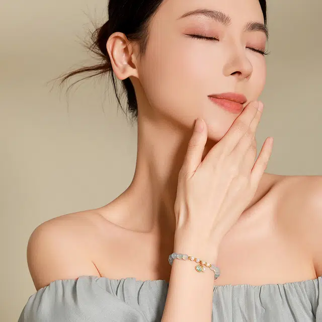 梦金园 新中式国潮多巴胺金镶玉显白串珠手饰 福禄祥云福袋好运连连#送礼 玉髓 手串 女款
