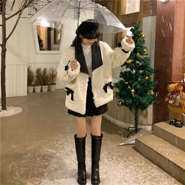 桴生 羊羔毛西装领秋冬毛绒短款日常休闲百搭上衣夹克 女款