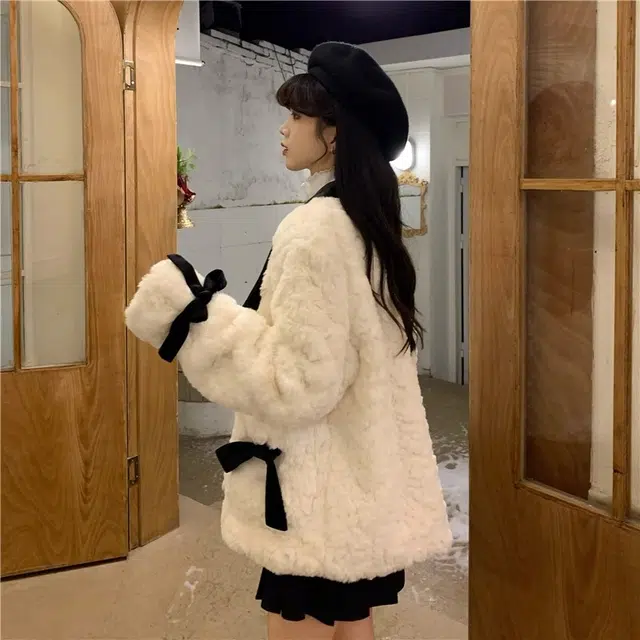 桴生 羊羔毛西装领秋冬毛绒短款日常休闲百搭上衣夹克 女款