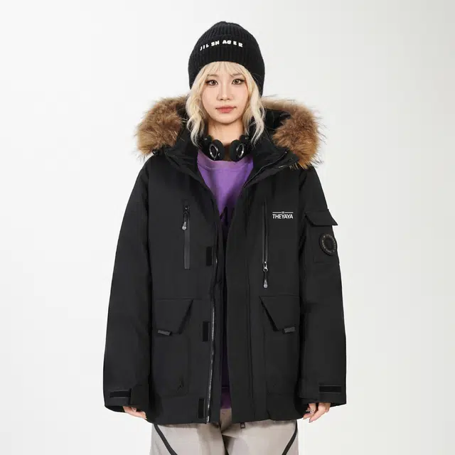 鸭鸭 新国标高蓬松鸭绒防水防风抗寒保暖加厚户外宽松休闲时尚百搭学生党运动肩章飞行员连帽派克工装冬季羽绒服 男女同款