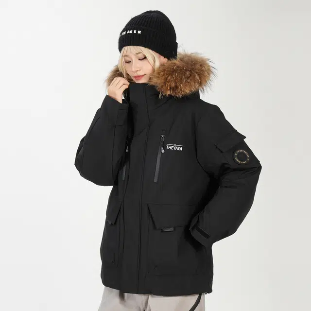 鸭鸭 新国标高蓬松鸭绒防水防风抗寒保暖加厚户外宽松休闲时尚百搭学生党运动肩章飞行员连帽派克工装冬季羽绒服 男女同款