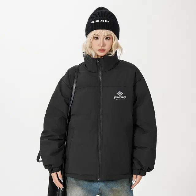 鸭鸭 经典暖冬系列 青少年冬季基础款简约字母数字印花设计感百搭休闲学生党好物防寒保暖显瘦显高拉链纽扣立领羽绒服 男女同款