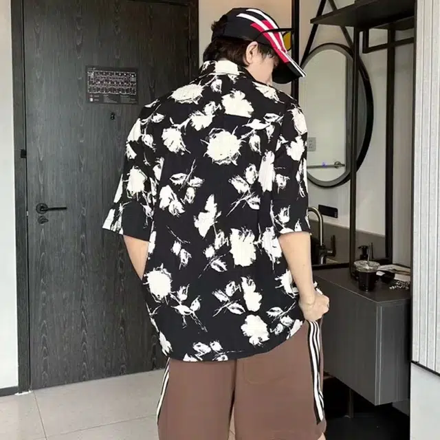 拾个壹先生 美式韩系复古夏威夷风度假休闲宽松短袖衬衣衬衫 男女同款
