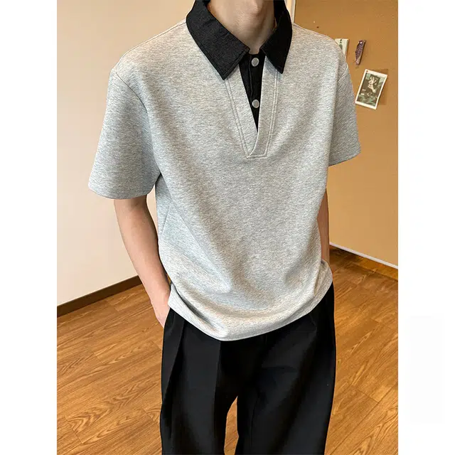 YICHEN boxymiupolocleanfitT