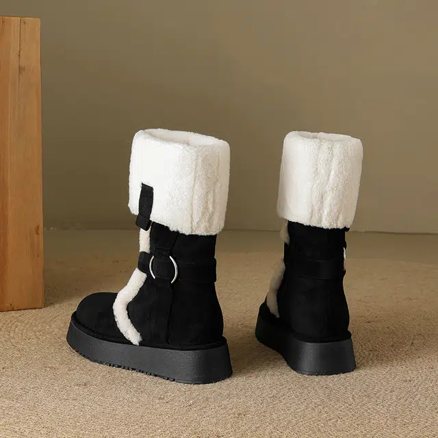 绒面 保暖耐磨增高 英伦风柔软舒适可折叠两穿 高筒 雪地靴 女款