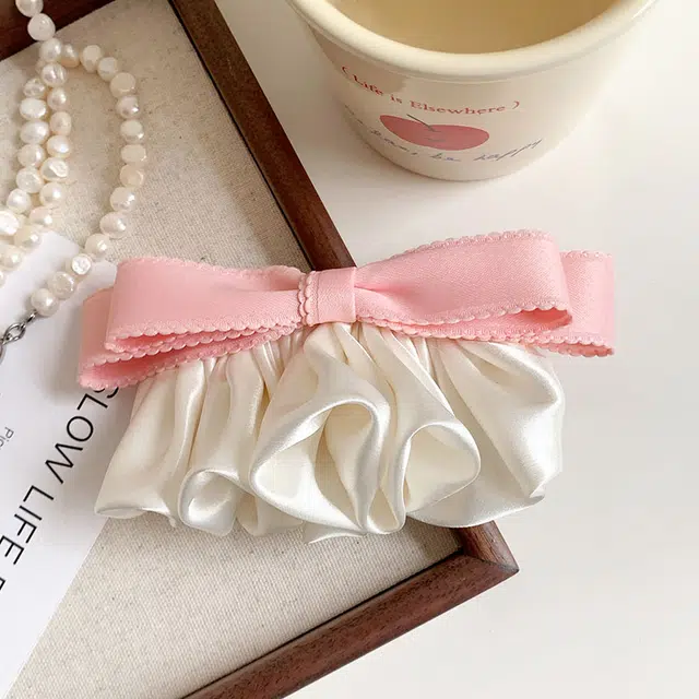 蒙妮 缎面蝴蝶结褶皱侧边夹 涤纶 发夹 女款
