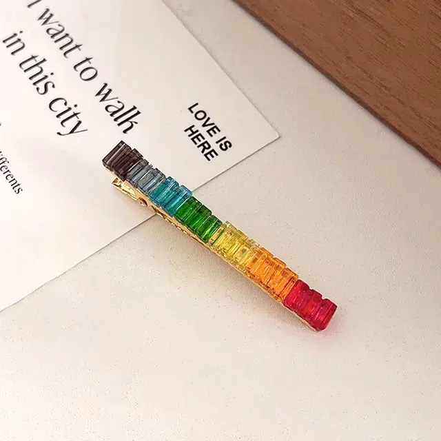 蒙妮 彩虹色时尚一字夹 合金 发夹 女款
