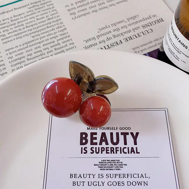 蒙妮 复古气质樱桃小抓夹 亚克力 发夹 女款