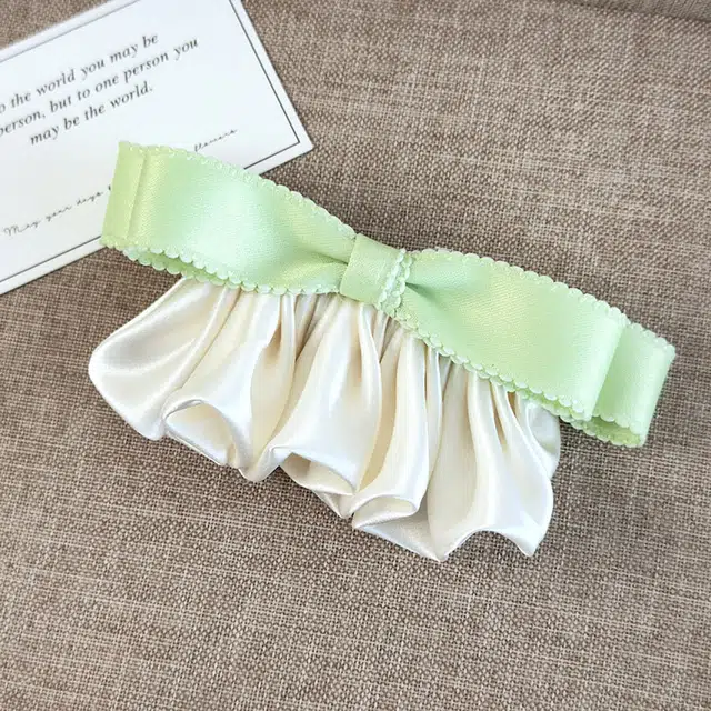 蒙妮 缎面蝴蝶结褶皱侧边夹 涤纶 发夹 女款